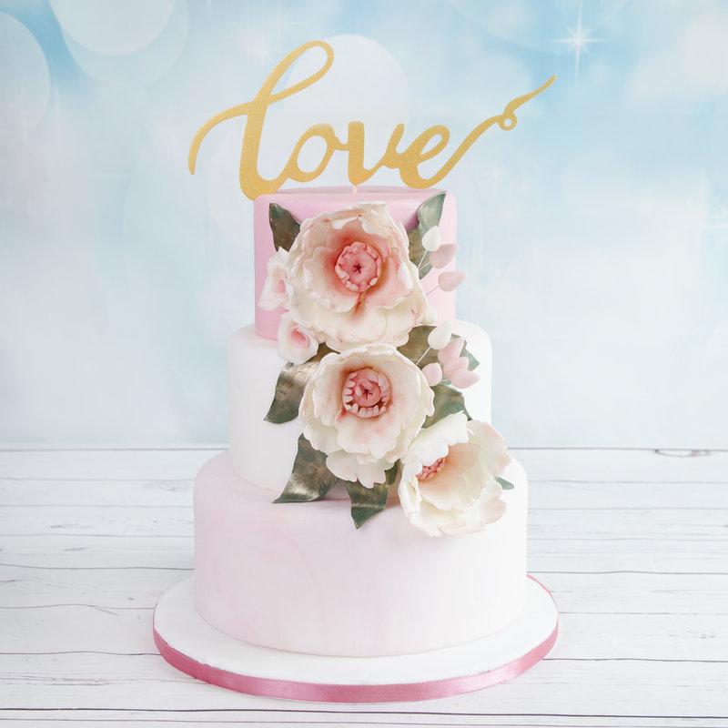 Tort de nunta Roz Pastel Love