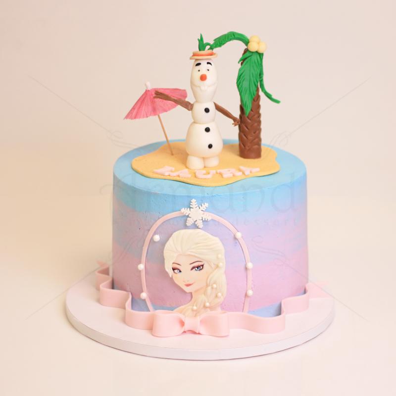 Tort Elsa si Olaf la plaja in Frosting