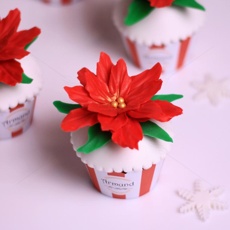 Cupcake personalizat Floare de Craciun