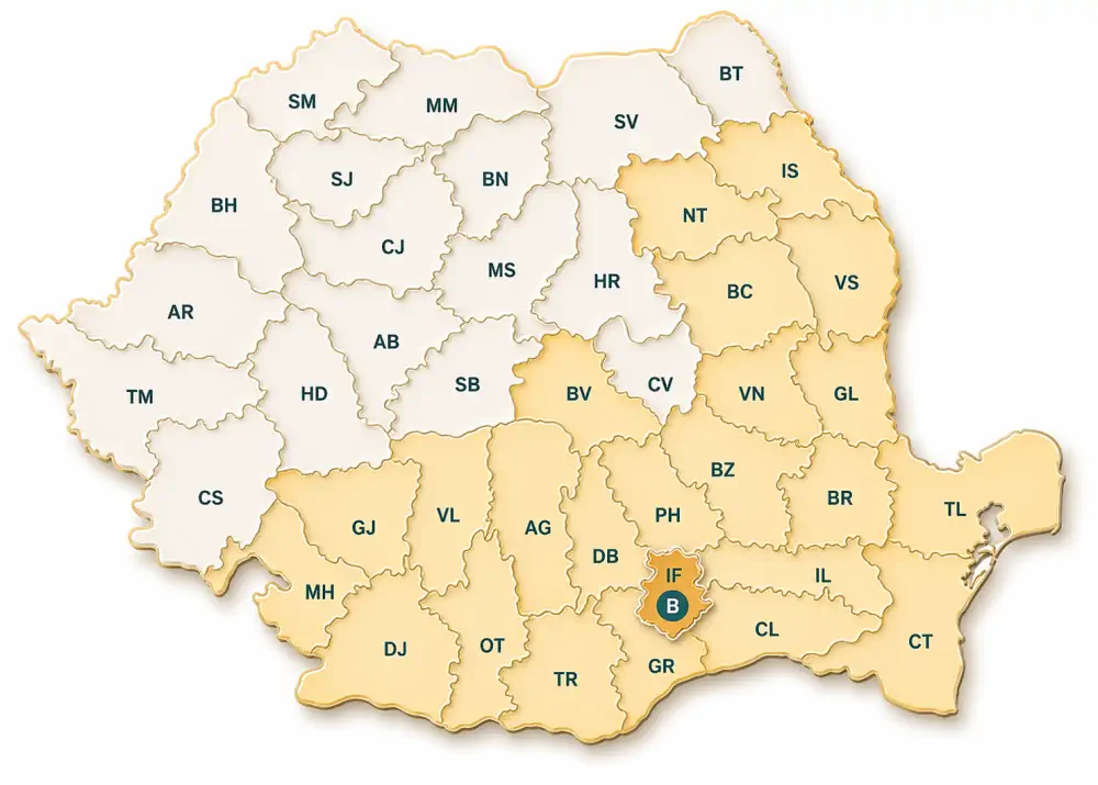 Harta cu judetele in care cofetaria livreaza